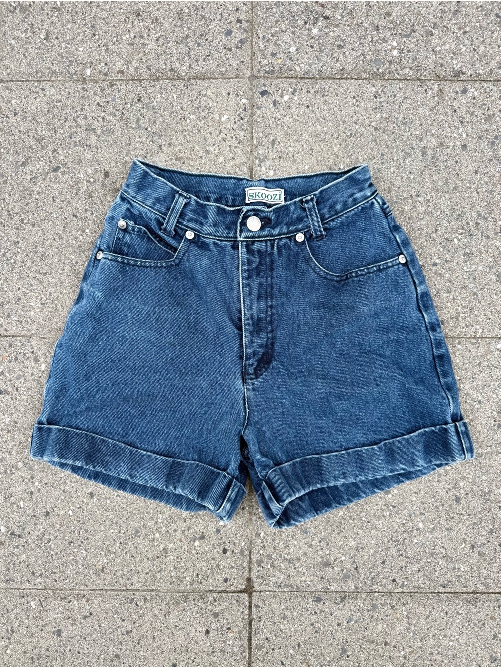 Vintage 90’s Skoozi High-Waisted Cuffed Denim Shorts • Sz 5/XS